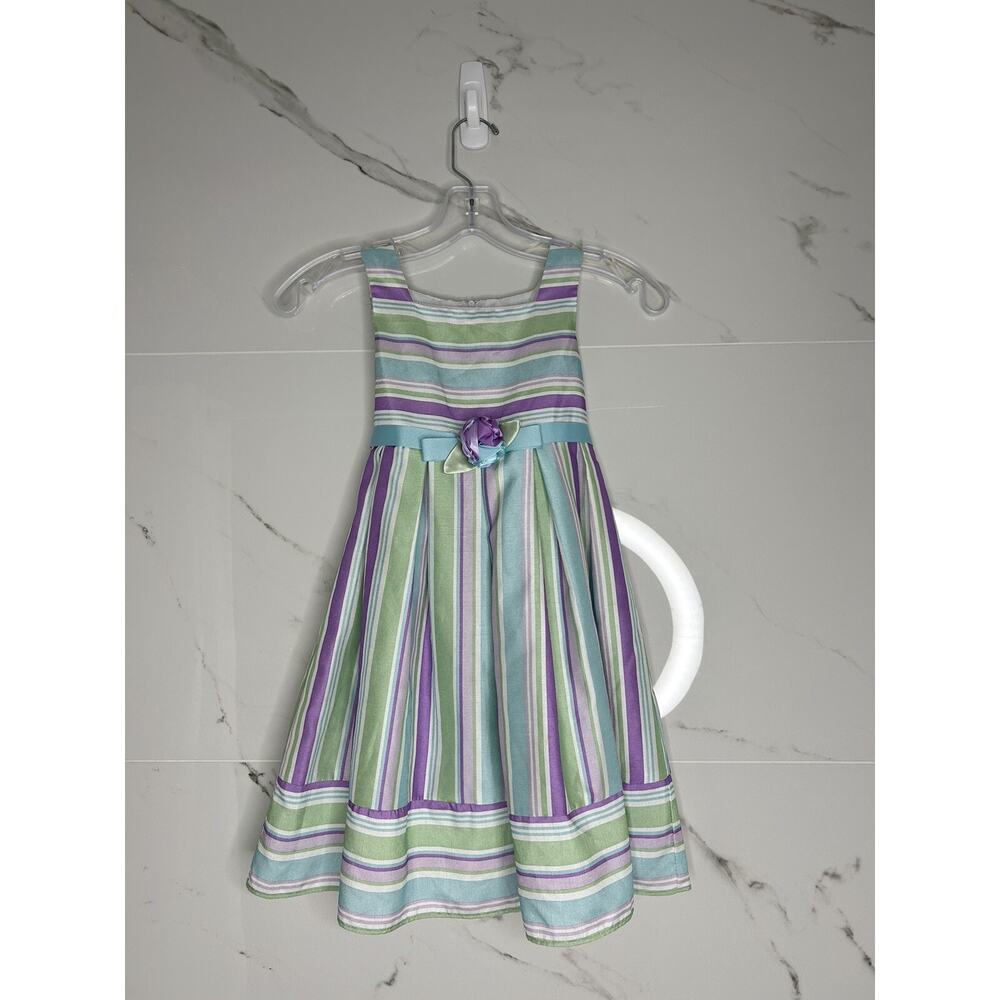 Sweet Heart Rose Girls Sz 5 Spring Summer Flower Girl Dress Easter Pastel EUC